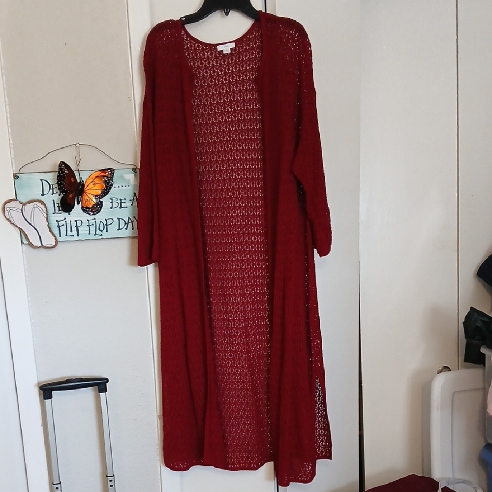 J. Jill Deep Red Open Cardigan